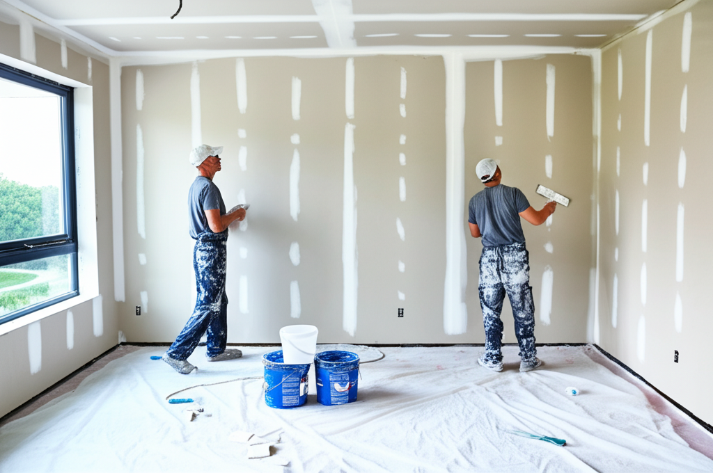 Beverly Hills Drywall Services team working on a luxury property